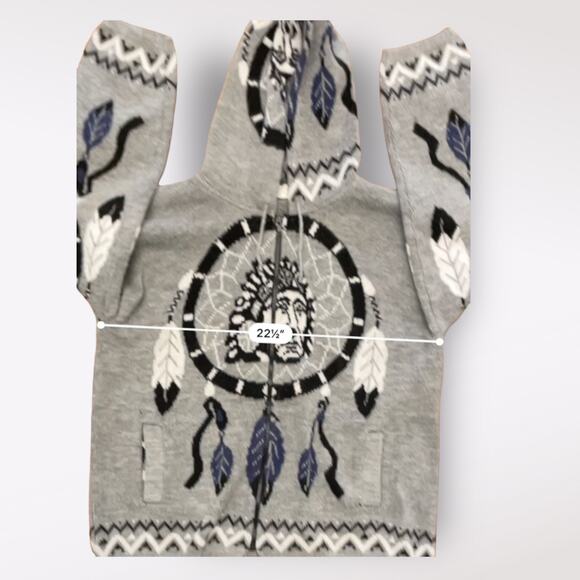 Yari Artesanias Hooded Cardigan Sweater Full Zip Large Gray Dream Catcher - Picture 4 of 7